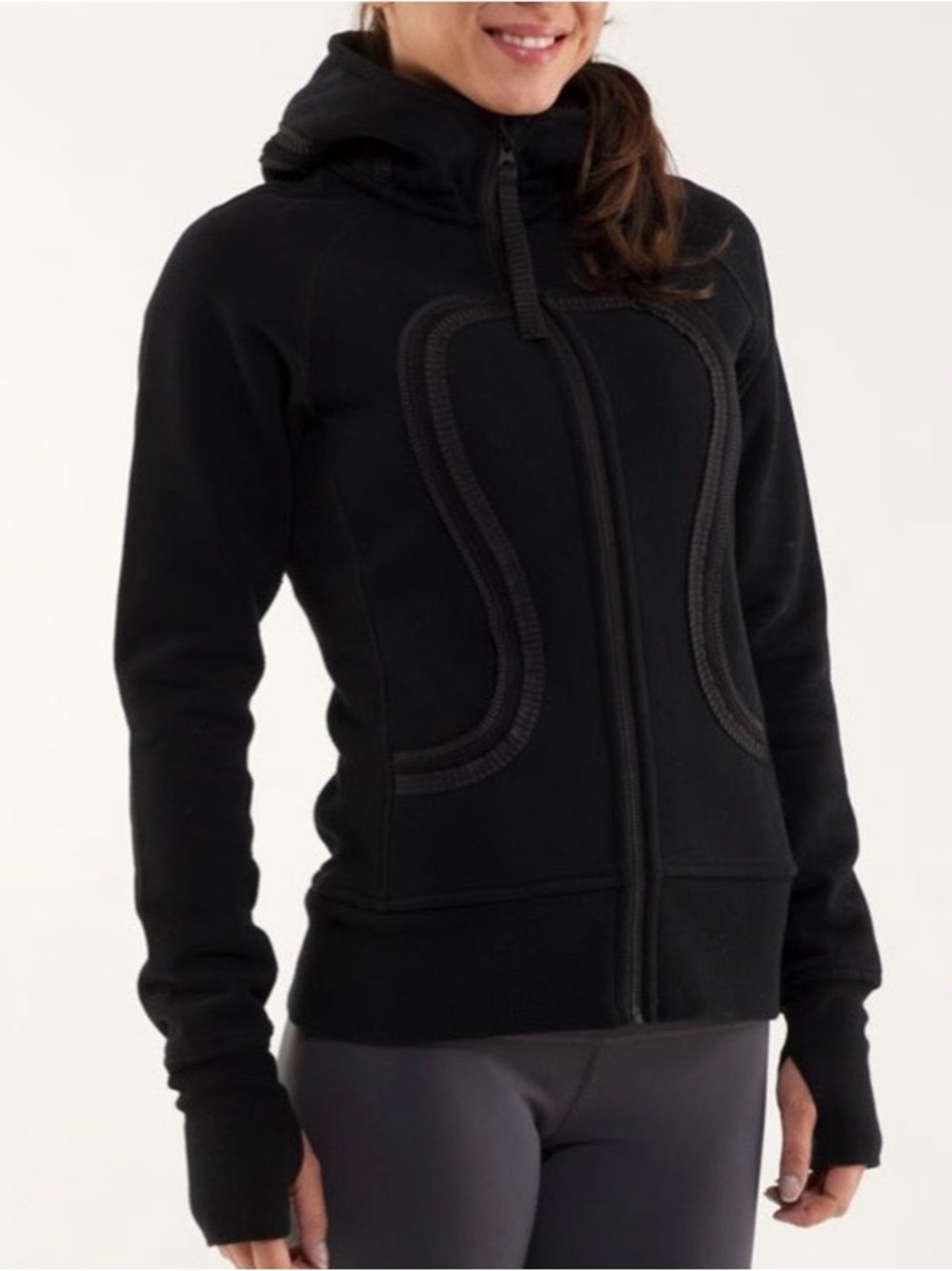 Lululemon special edition scuba hoodie pleated tape jacket black size 4